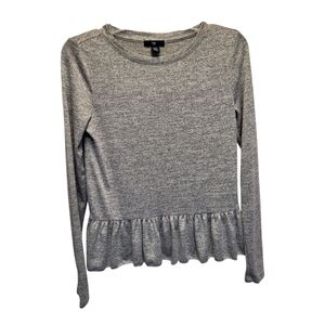 GAP Gray Ruffled Peplum Long Sleeve Top - Size XS